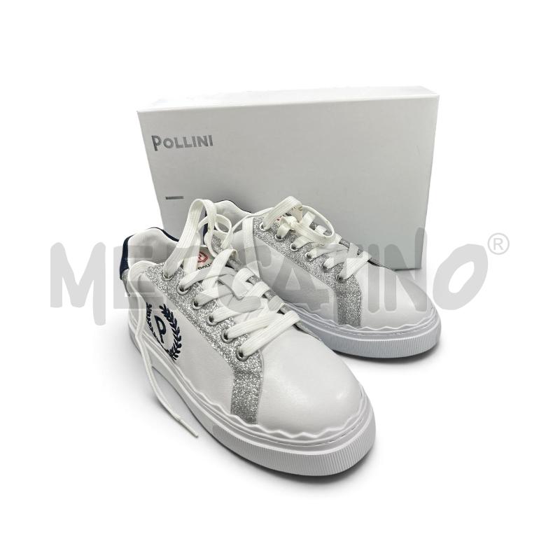 SNEAKERS DONNA POLLINI BIANCHE BLU ARGENTATE | Mercatino dell'Usato Roma appia 1