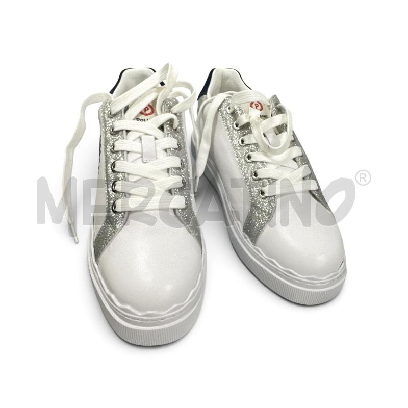 SNEAKERS DONNA POLLINI BIANCHE BLU ARGENTATE | Mercatino dell'Usato Roma appia 2