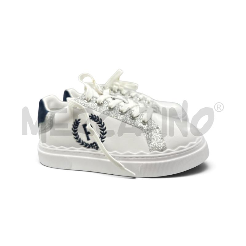 SNEAKERS DONNA POLLINI BIANCHE BLU ARGENTATE | Mercatino dell'Usato Roma appia 3