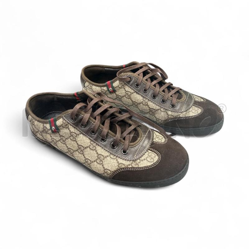 SNEAKERS UOMO GUCCI GG CANVAS INSERTI MARRONE | Mercatino dell'Usato Roma appia 1