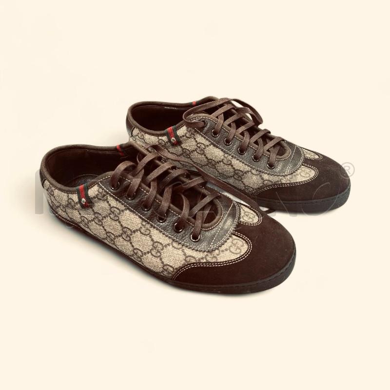 SNEAKERS UOMO GUCCI GG CANVAS INSERTI MARRONE | Mercatino dell'Usato Roma appia 2