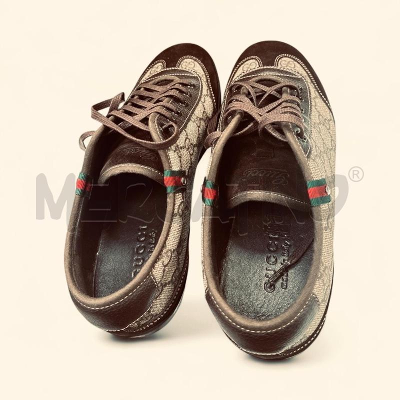 SNEAKERS UOMO GUCCI GG CANVAS INSERTI MARRONE | Mercatino dell'Usato Roma appia 4
