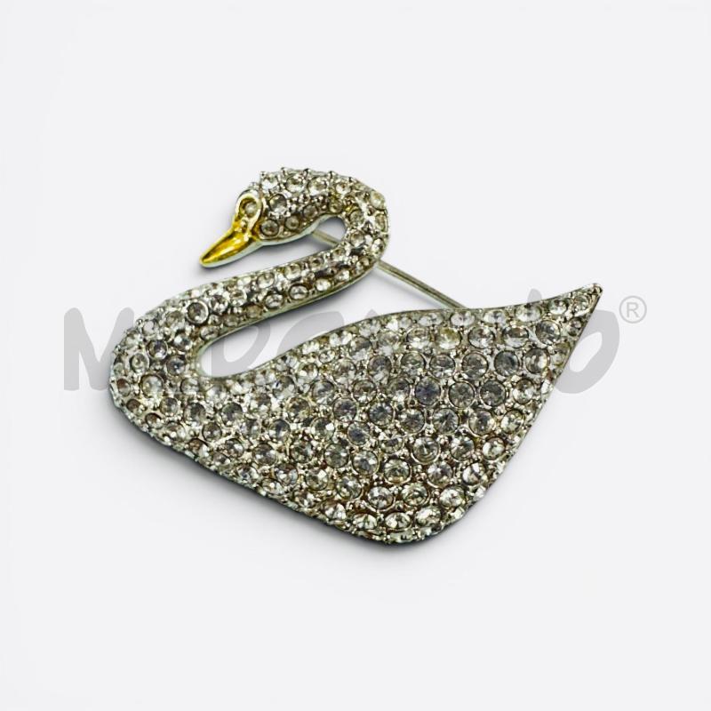 SPILLA CIGNO SWAROVSKI ARGENTAT DORAT | Mercatino dell'Usato Roma appia 1