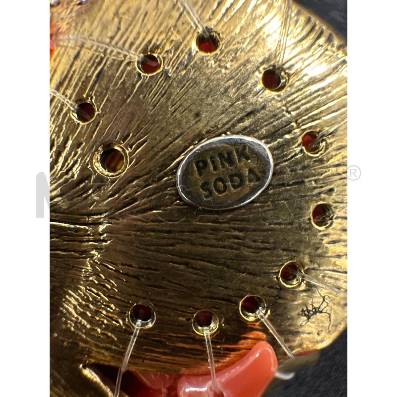 SPILLA PINK SODA FIORE DORATO COIRALLO PERLINE STRASS  | Mercatino dell'Usato Roma appia 3