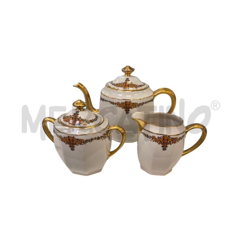 TRITTICO LIMOGES BEIGE ORO FIORI ARANCIONI | Mercatino dell'Usato Roma appia 1