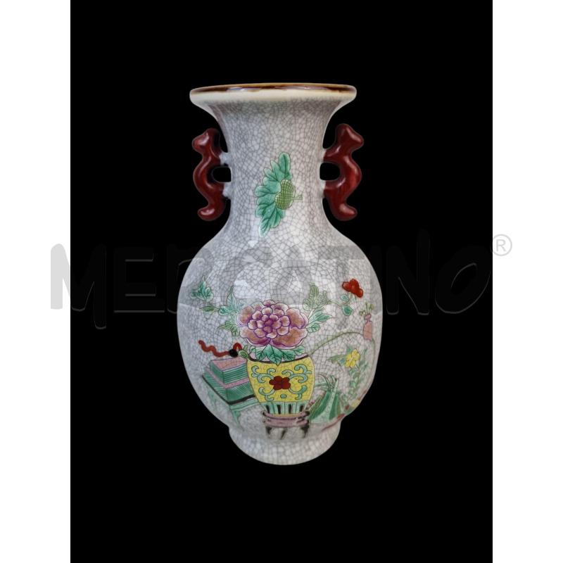 VASO ORIENTALE FLOREALE 2 MANICI ROSSI | Mercatino dell'Usato Roma appia 1