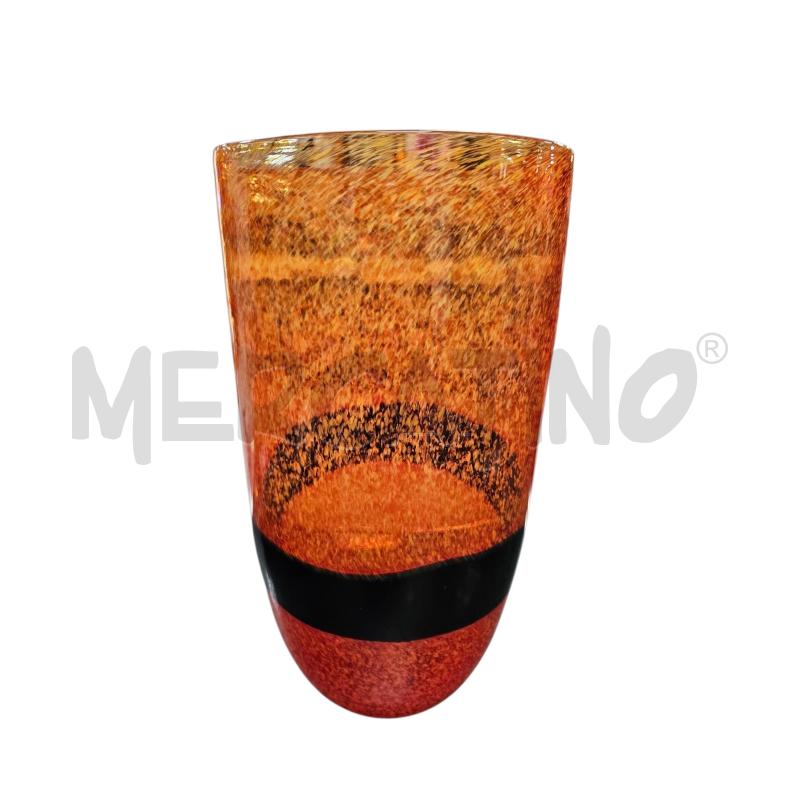 VASO VETRO ARANCIONE RIGA NERA | Mercatino dell'Usato Roma appia 1