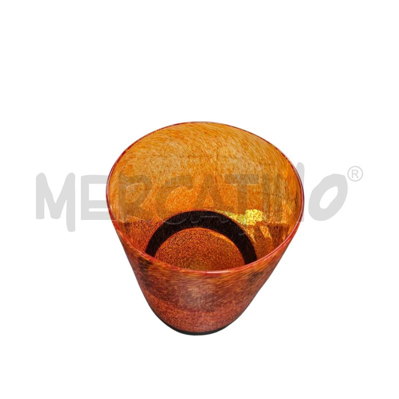 VASO VETRO ARANCIONE RIGA NERA | Mercatino dell'Usato Roma appia 2