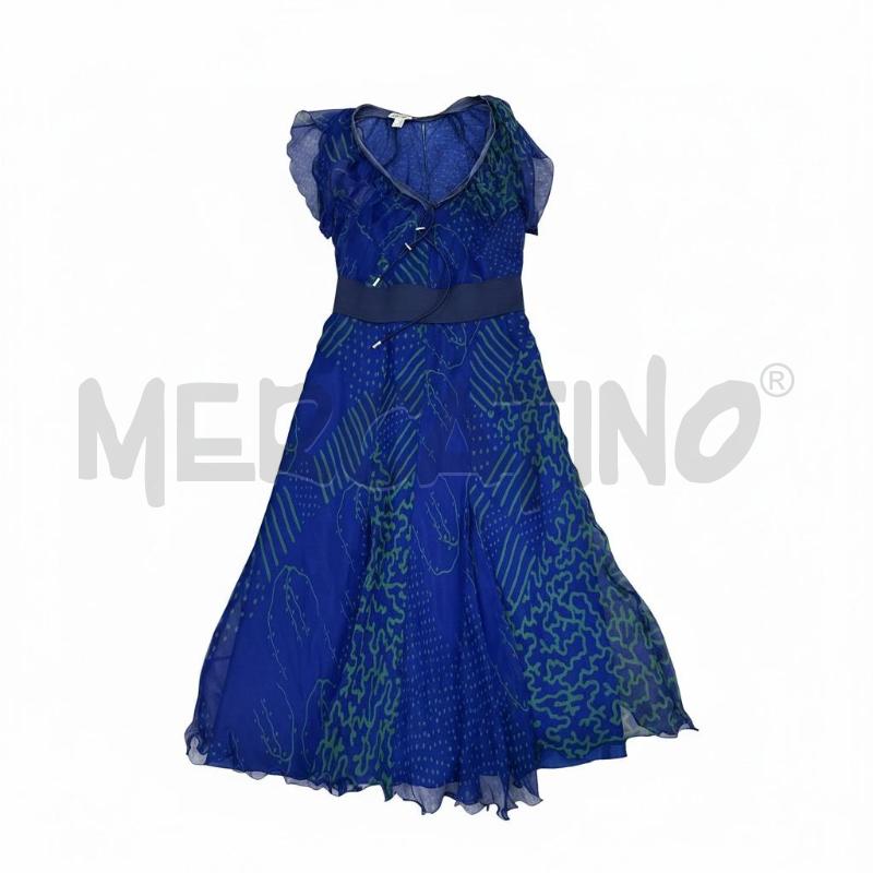 VESTITO DONNA ALBERTA FERRETTI BLU SETA FANTAS VERDE | Mercatino dell'Usato Roma appia 1