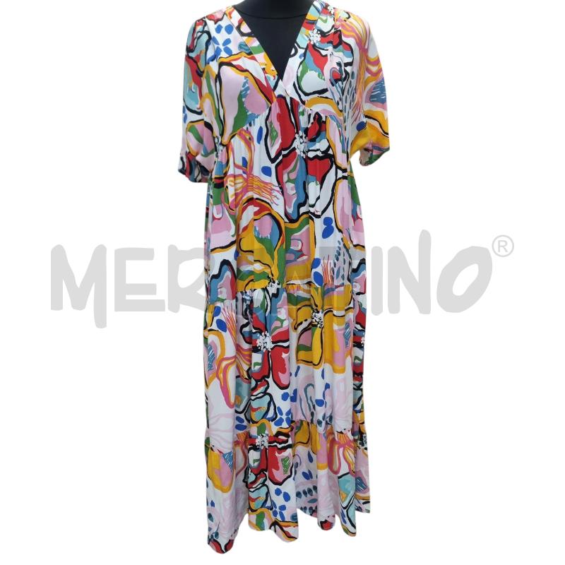 VESTITO DONNA TNTUUM FANTASIA GIALLO ROSA CELESTE BLU | Mercatino dell'Usato Roma appia 1