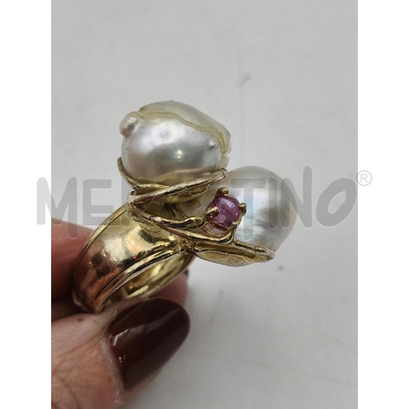 ANELLO ARTIGIANALE FUSION DOR 2 PERLONE PIETRA ROSSA | Mercatino dell'Usato Roma talenti 2