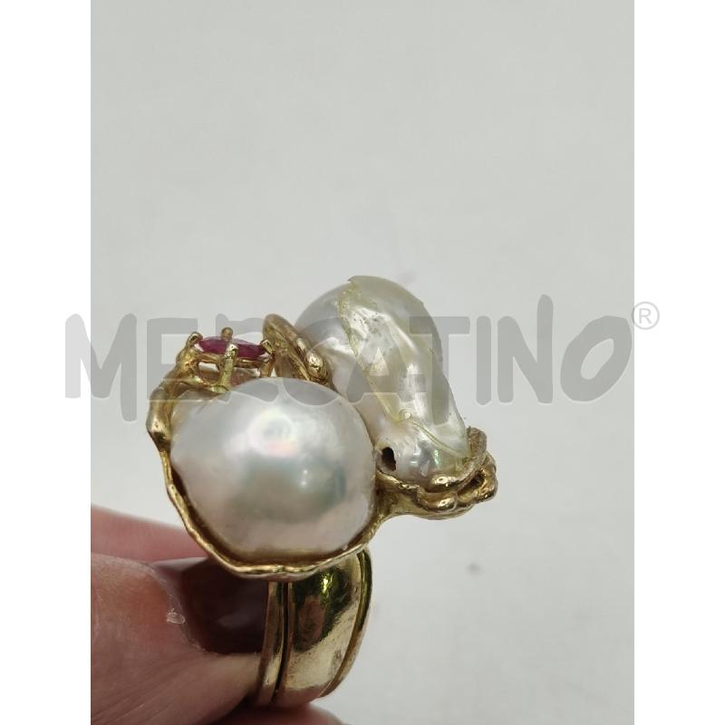 ANELLO ARTIGIANALE FUSION DOR 2 PERLONE PIETRA ROSSA | Mercatino dell'Usato Roma talenti 3