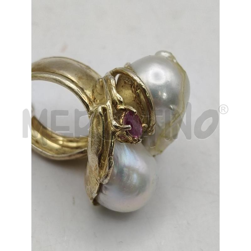 ANELLO ARTIGIANALE FUSION DOR 2 PERLONE PIETRA ROSSA | Mercatino dell'Usato Roma talenti 4