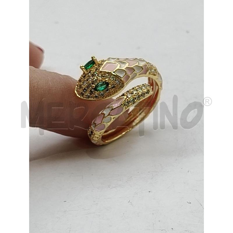 ANELLO D 333A SERP SMALTO BIA ROSA OCCHI VER | Mercatino dell'Usato Roma talenti 1
