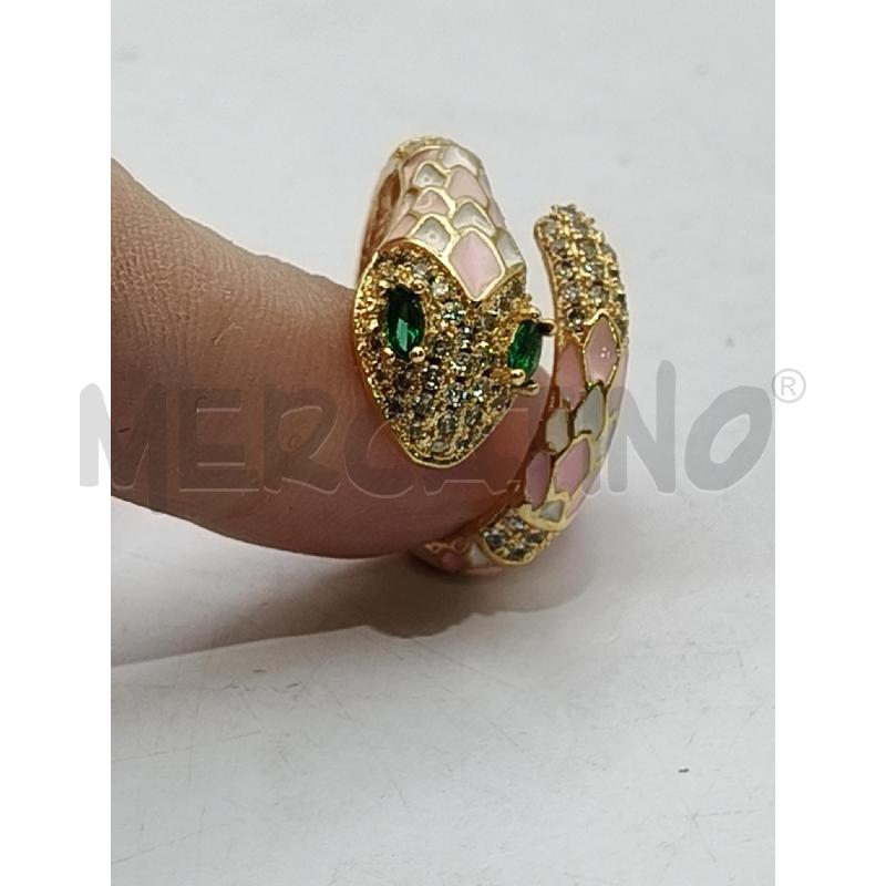 ANELLO D 333A SERP SMALTO BIA ROSA OCCHI VER | Mercatino dell'Usato Roma talenti 2