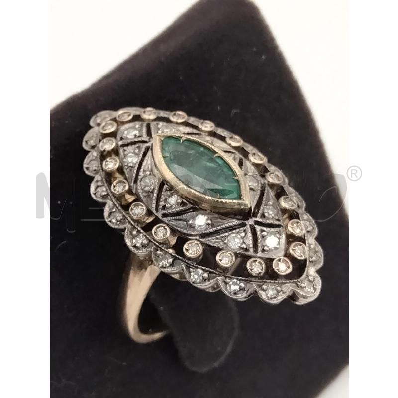 ANELLO D DOR ROMBO SMERALDO DIAM  | Mercatino dell'Usato Roma talenti 2