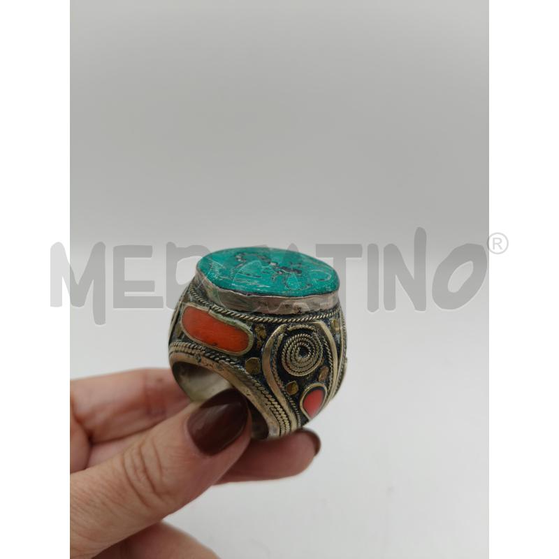ANELLO D ETNICO MAXI TONDO COR TURCHESE | Mercatino dell'Usato Roma talenti 1