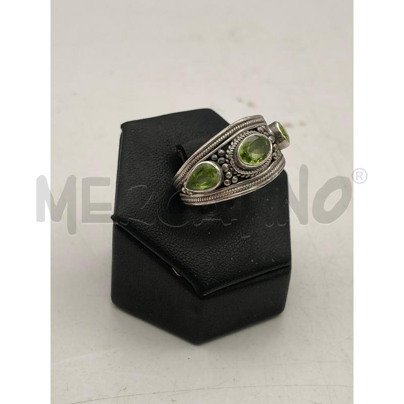 ANELLO D FUSION FASCIA PUNTIN 3 PIETRE VERDE | Mercatino dell'Usato Roma talenti 1