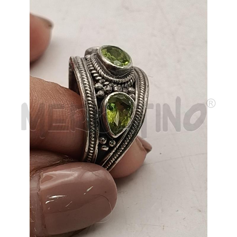 ANELLO D FUSION FASCIA PUNTIN 3 PIETRE VERDE | Mercatino dell'Usato Roma talenti 3
