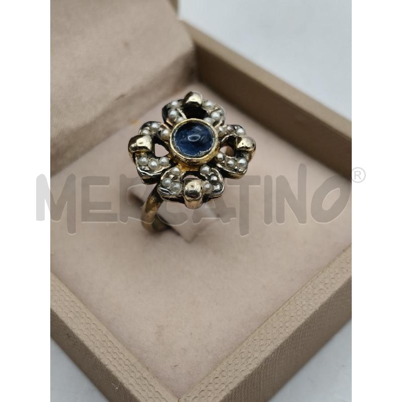 ANELLO D FUSION FIORE 4 PETALI PERLINE CENTR BLU | Mercatino dell'Usato Roma talenti 1