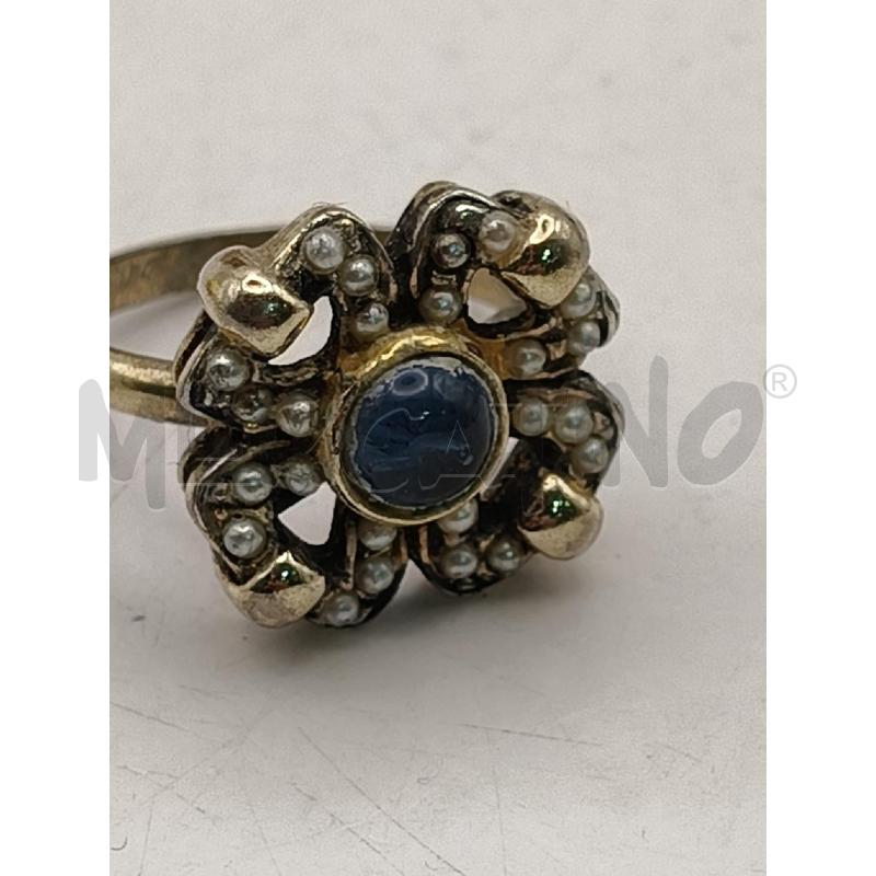 ANELLO D FUSION FIORE 4 PETALI PERLINE CENTR BLU | Mercatino dell'Usato Roma talenti 3