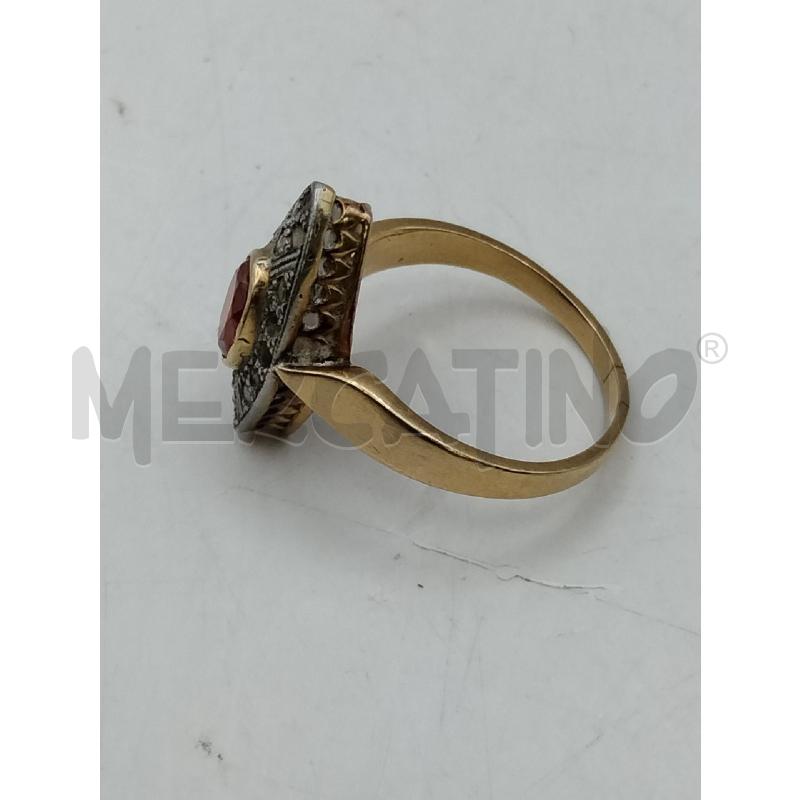ANELLO D VINTAGE DOR OVAL BRILLANTINI E PIETRA ROSSA CENTR  | Mercatino dell'Usato Roma talenti 2