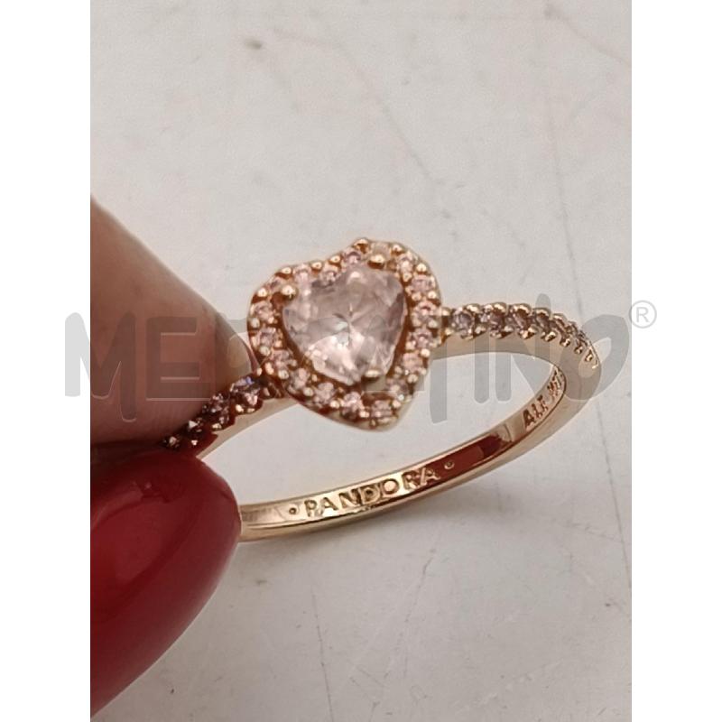 ANELLO PANDORA CUORE RILIEVO ROSA  | Mercatino dell'Usato Roma talenti 3