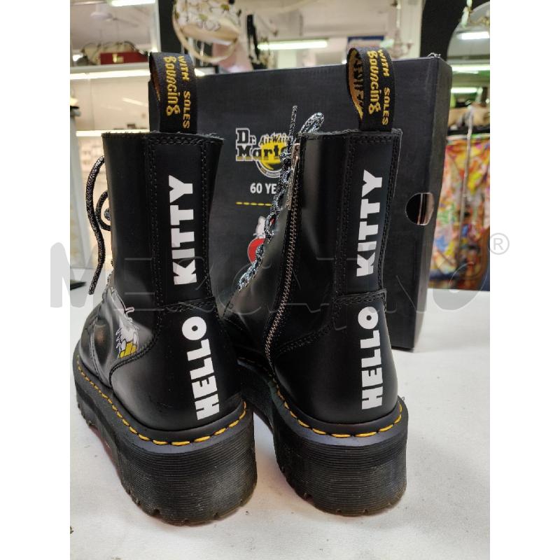 ANFIBI PLATFORM DR MARTENS HELLO KITTY NERO LACCI ARGENTO  | Mercatino dell'Usato Roma talenti 2