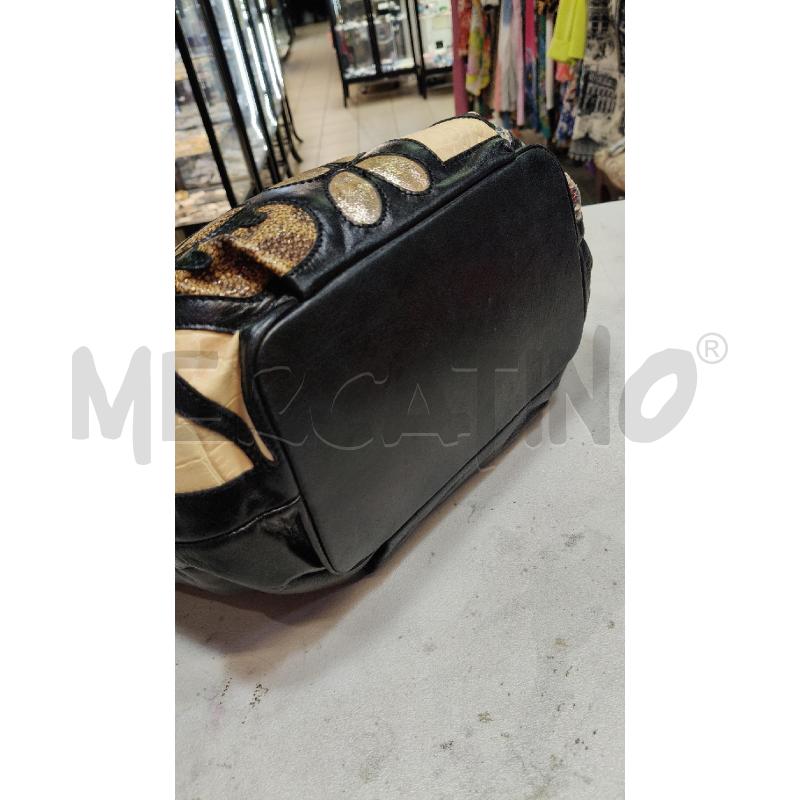 BORSA A MANO BRACCIALINI NERO DECO BEIGE ORO  | Mercatino dell'Usato Roma talenti 3