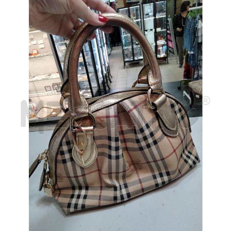 BORSA A MANO BURBERRY CHECK MANICI DORATI CON LUCCHETTO  | Mercatino dell'Usato Roma talenti 1