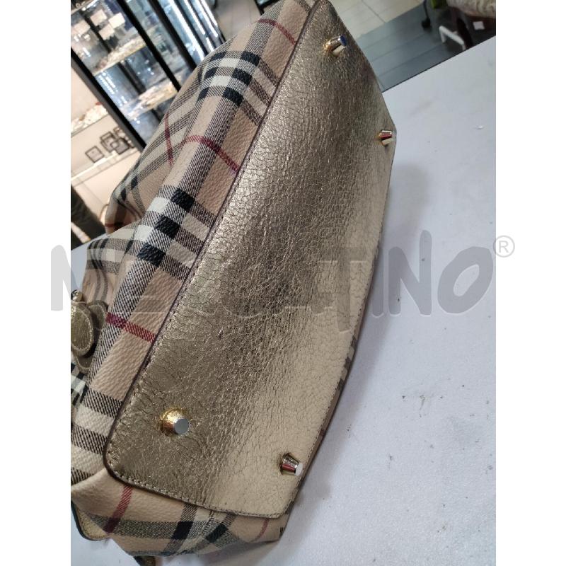 BORSA A MANO BURBERRY CHECK MANICI DORATI CON LUCCHETTO  | Mercatino dell'Usato Roma talenti 3