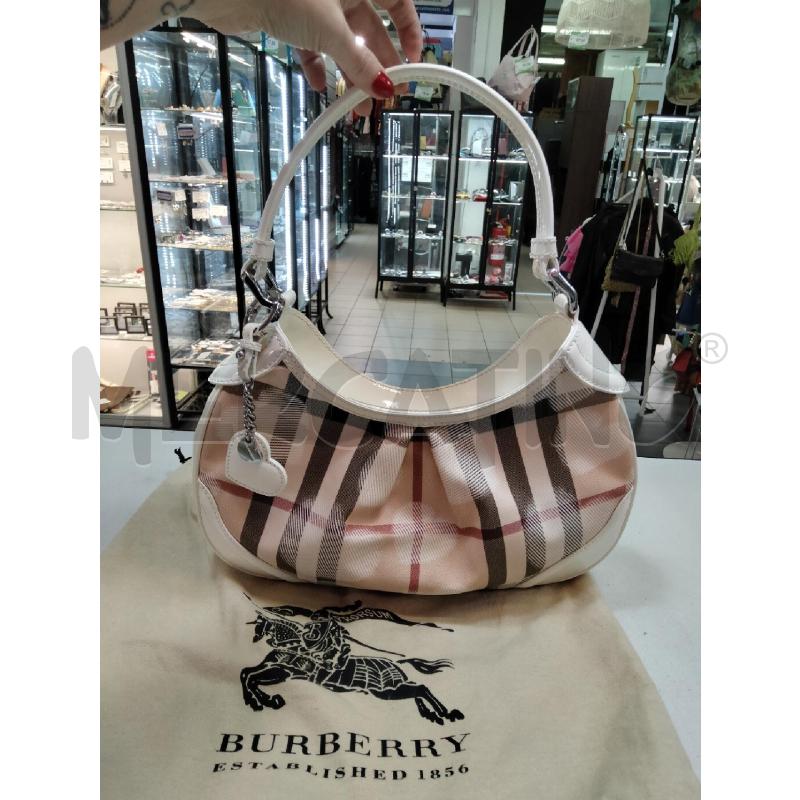 BORSA A SPALLA BURBERRY CHECK CUORI BICHIA PROFILI VERNICE BIANCO  | Mercatino dell'Usato Roma talenti 1