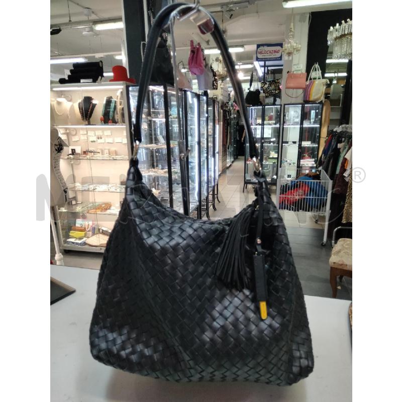 BORSA A SPALLA CROMIA PELLE NERO INTRECCIO NAPPINA | Mercatino dell'Usato Roma talenti 1