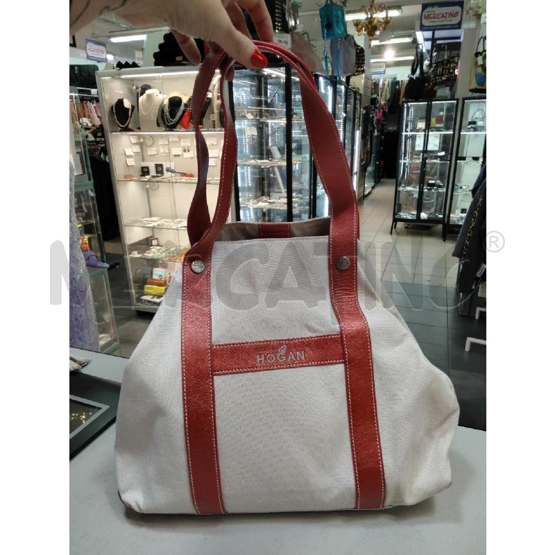 BORSA A SPALLA HOGAN CANAS BEIGE MANICI ROSSO METAL | Mercatino dell'Usato Roma talenti 1