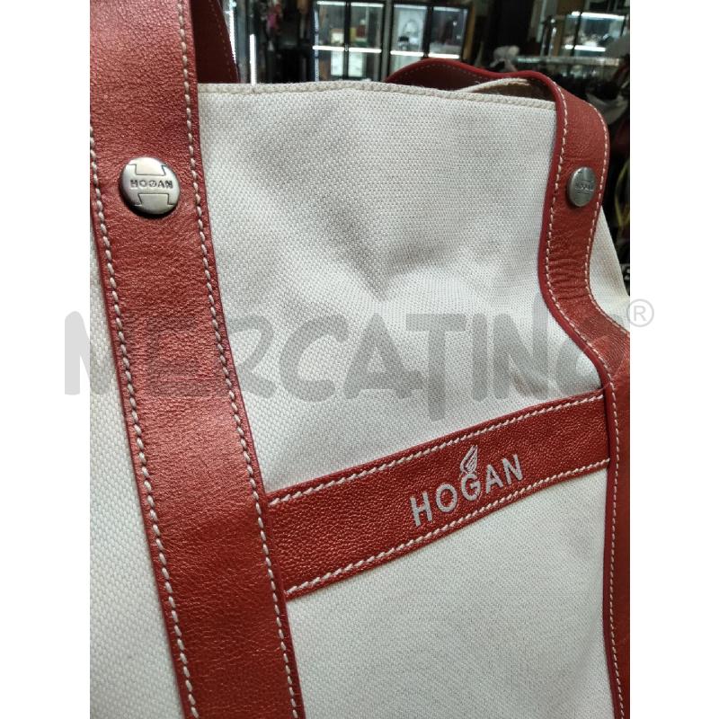 BORSA A SPALLA HOGAN CANAS BEIGE MANICI ROSSO METAL | Mercatino dell'Usato Roma talenti 2