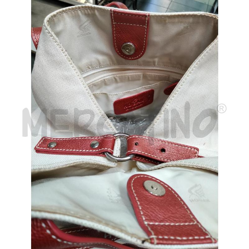 BORSA A SPALLA HOGAN CANAS BEIGE MANICI ROSSO METAL | Mercatino dell'Usato Roma talenti 4