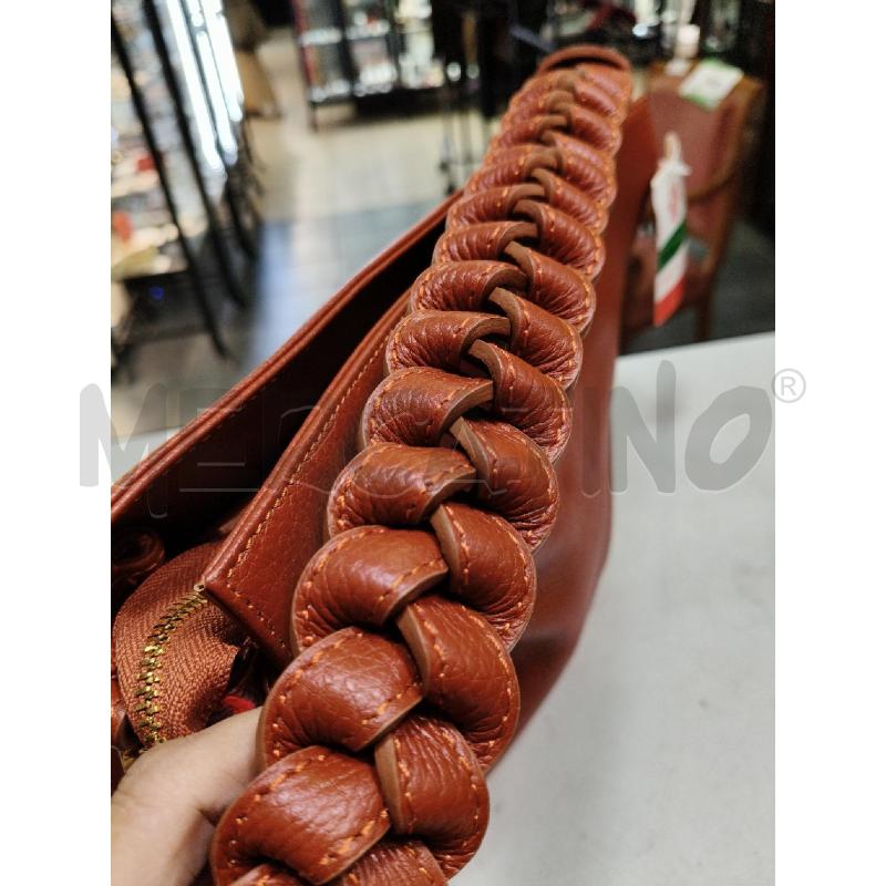 BORSA D SPALLA MELLUSSO TERRACOTTA MANICO TRECCIA | Mercatino dell'Usato Roma talenti 3