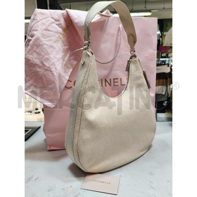 BORSA HOBO COCCINELLE PELLE CREMA BANDA LAT LOGO  | Mercatino dell'Usato Roma talenti 1