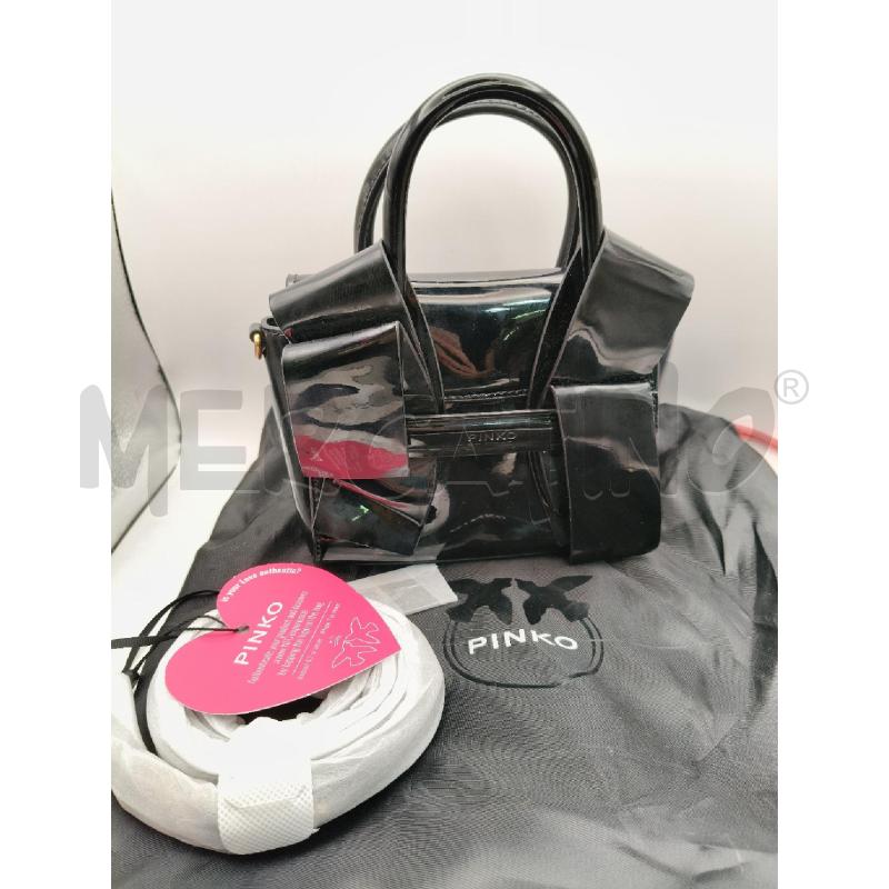 BORSETTA PINKO NERO VERNICE MAXI FIOCCO CON TRAC | Mercatino dell'Usato Roma talenti 1