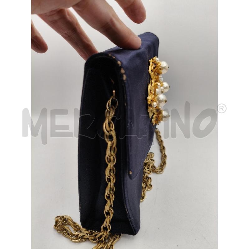 BORSETTA VINTAGE GENNY SATIN BLU DECO CROCE DOR PERLE  | Mercatino dell'Usato Roma talenti 3