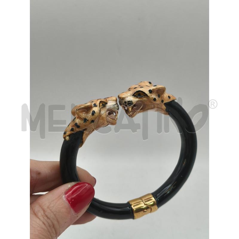 BRACCIALE FEDERICA ROSSI SMALTO NERO GIAGUARI OCRA PERLATO  | Mercatino dell'Usato Roma talenti 1