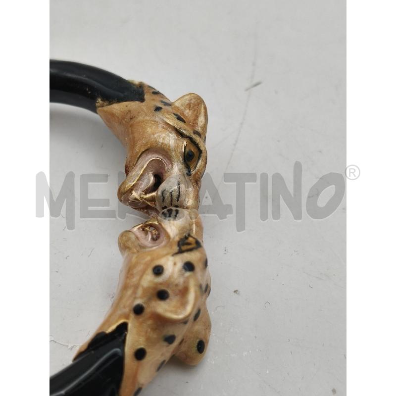 BRACCIALE FEDERICA ROSSI SMALTO NERO GIAGUARI OCRA PERLATO  | Mercatino dell'Usato Roma talenti 2