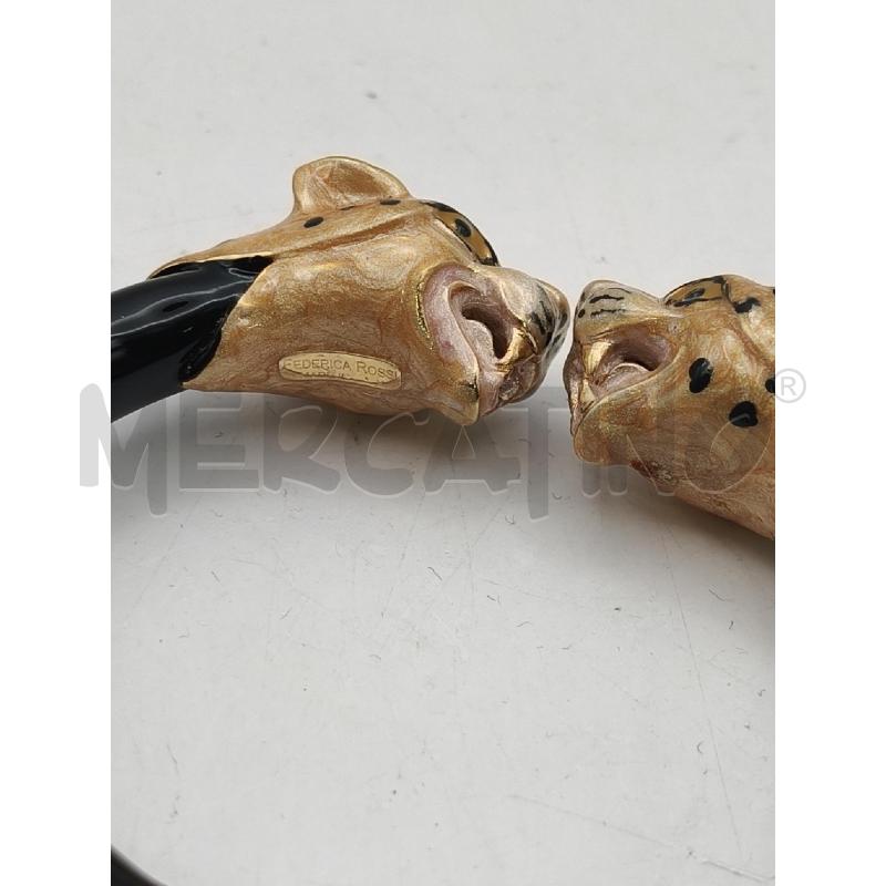 BRACCIALE FEDERICA ROSSI SMALTO NERO GIAGUARI OCRA PERLATO  | Mercatino dell'Usato Roma talenti 3