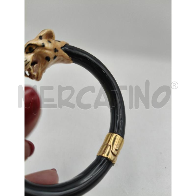 BRACCIALE FEDERICA ROSSI SMALTO NERO GIAGUARI OCRA PERLATO  | Mercatino dell'Usato Roma talenti 4