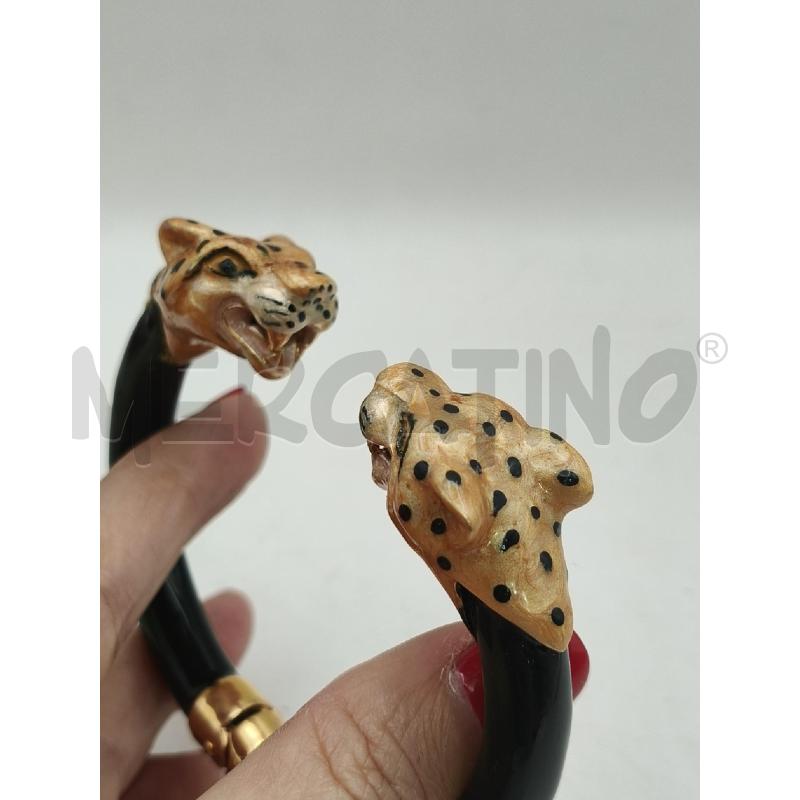 BRACCIALE FEDERICA ROSSI SMALTO NERO GIAGUARI OCRA PERLATO  | Mercatino dell'Usato Roma talenti 5