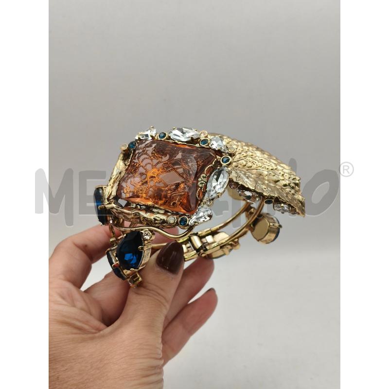 BRACCIALE RIG CLAUDIO CANZIAN FOGLIA OTTONE E CRISTALLI | Mercatino dell'Usato Roma talenti 1