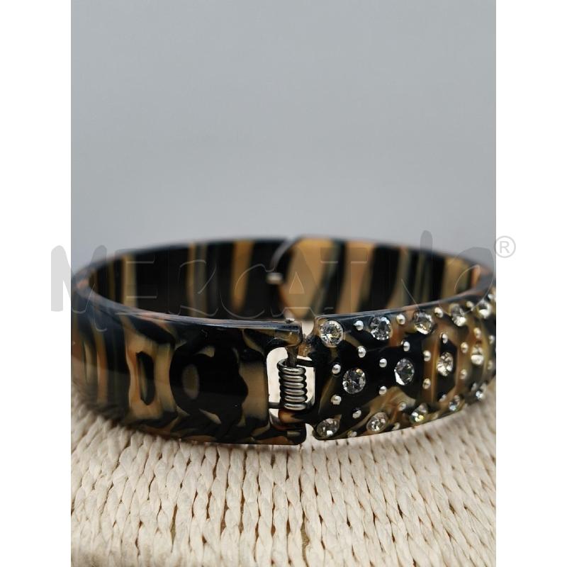 BRACCIALE RIG STRIAT OCRA NERO PERLATO STRASS | Mercatino dell'Usato Roma talenti 2