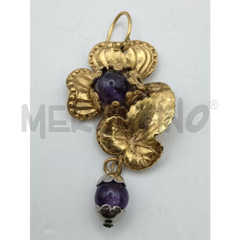 BRACCIALE + ORECHINI VINT GIAL FOGLIE PIETRE VIO/BIA | Mercatino dell'Usato Roma talenti 2