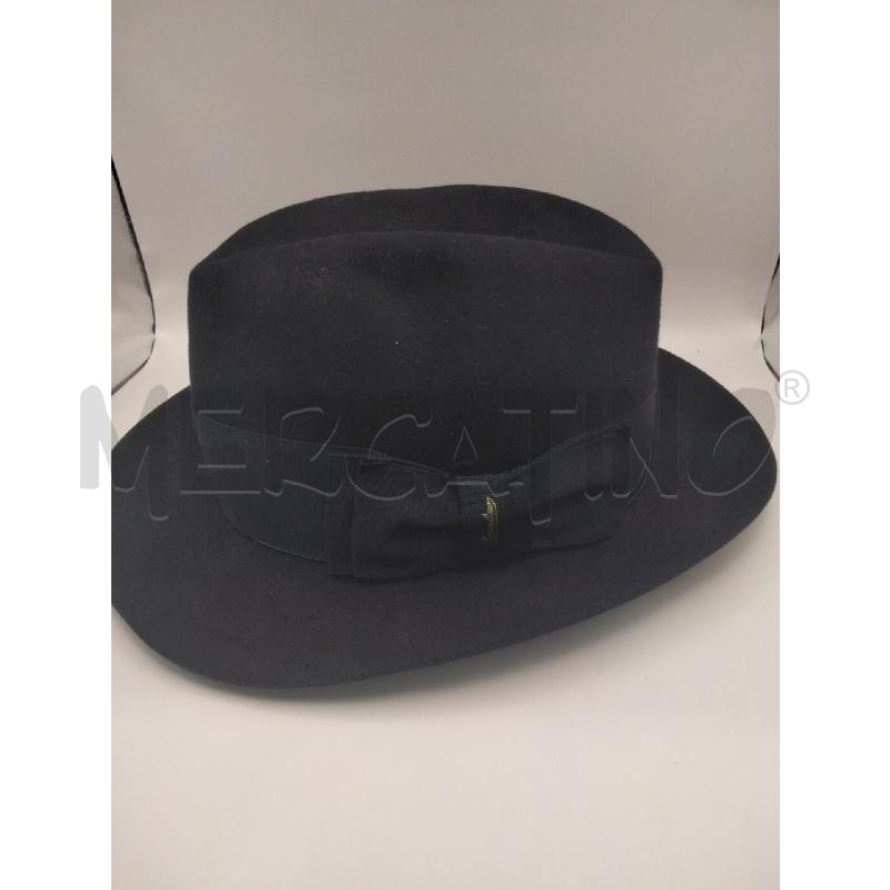CAPPELLO UOMO BORSALINO BLU FASCIA GROS LOGO ORO  | Mercatino dell'Usato Roma talenti 1