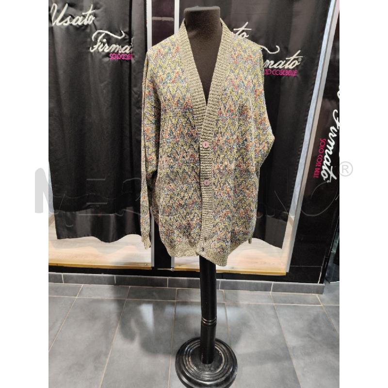 CARDIGAN COTONE TRICOT MISSONI VERDE GRIGIO ZIGZAG BOT LEGNO | Mercatino dell'Usato Roma talenti 1